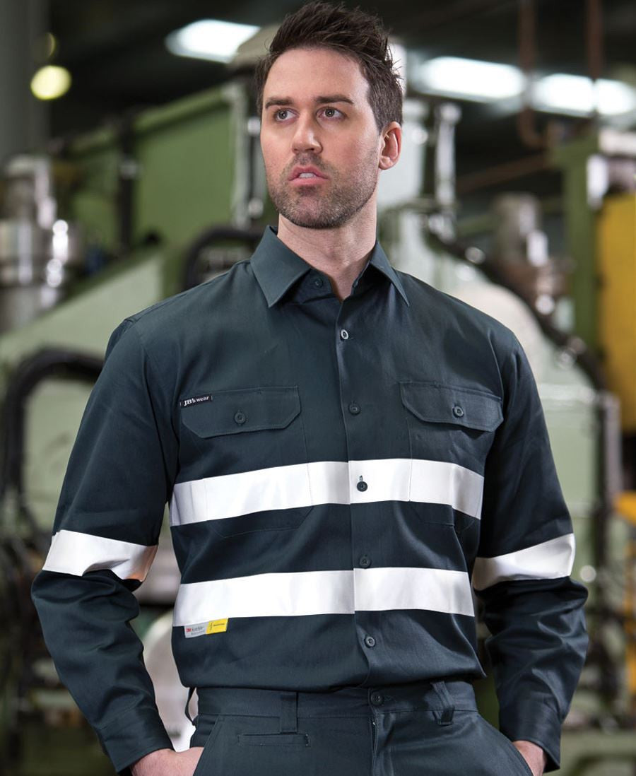 JBs Wear Hi Vis (D+N) Long Sleeve 190g Shirt With Tape - Adults (6HDNL)