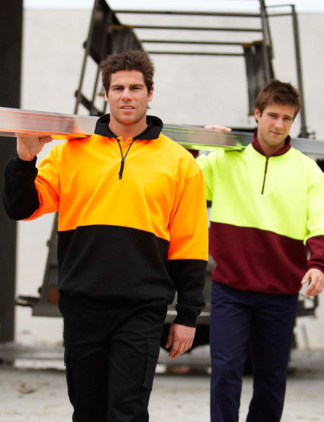 JBs Wear Hi Vis 1/2 Zip Fleecy Sweat - Adults (6HVFH)