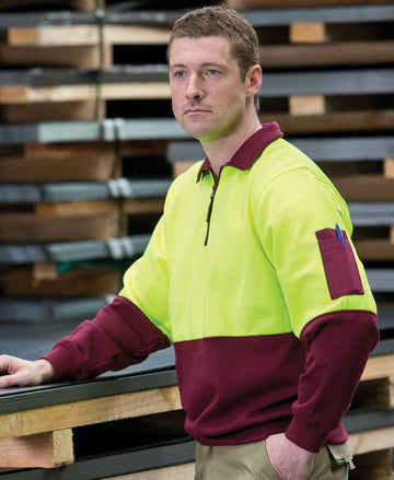 JBs Wear Hi Vis 1/2 Zip Fleecy Sweat - Adults (6HVFH)