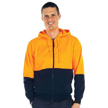JBs Wear Hi Vis Hi Vis Full Zip Fleecy Hoodie - Adults (6HVH)