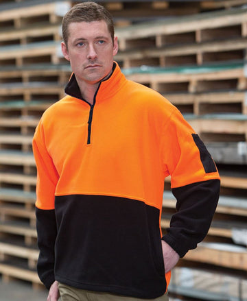 JBs Wear Hi Vis 1/2 Zip Polar Fleece - Adults (6HVPF)