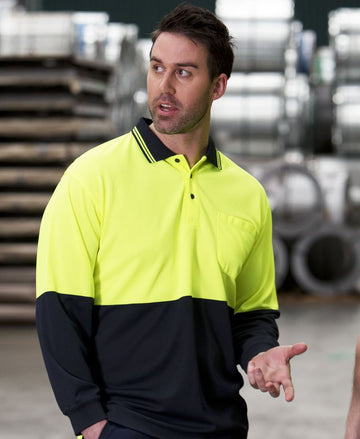 JBs Wear Hi Vis Long Sleeve Trad Polo - Adults (6HVPL)