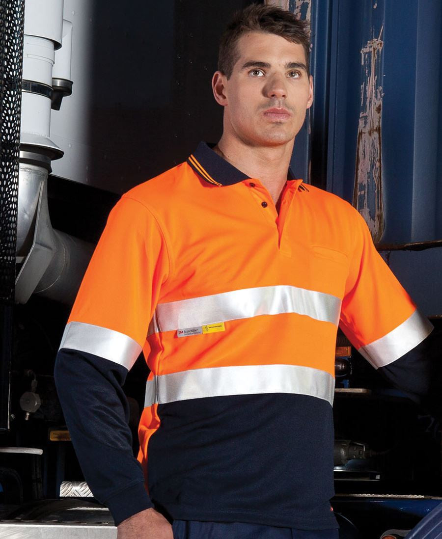 JBs Wear Hi Vis Long Sleeve (d+n) Traditional Polo - Adults (6HVSL)