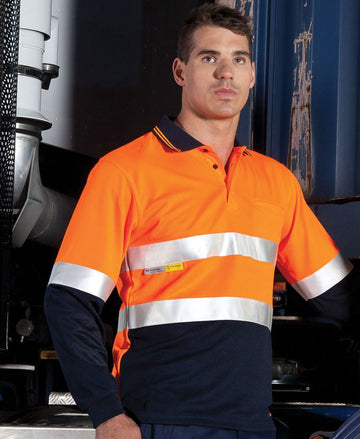 JBs Wear Hi Vis Long Sleeve (d+n) Traditional Polo - Adults (6HVSL)