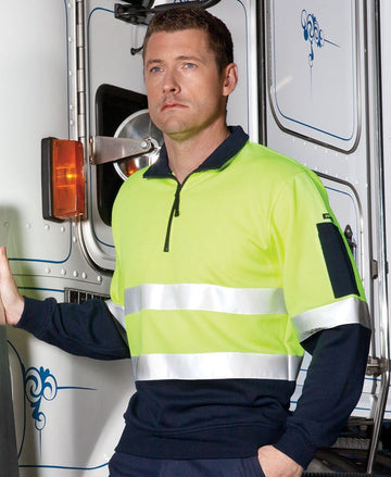 JBs Wear Hi Vis (D+N) 1/2 Zip Fleecy Sweat - Adults (6HZFS)