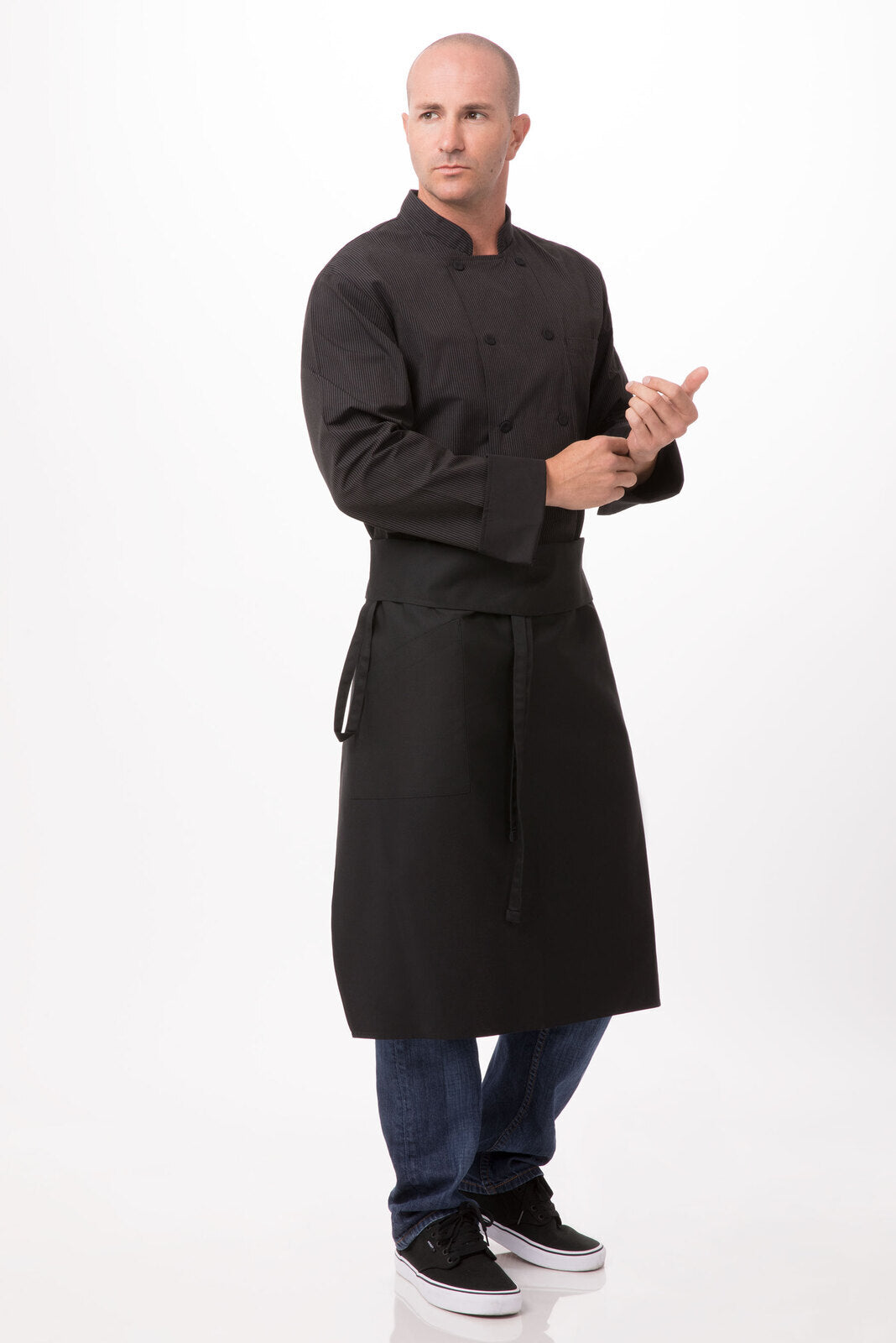 Chef Works Black Tapered Apron w/ Flap (BPTA)