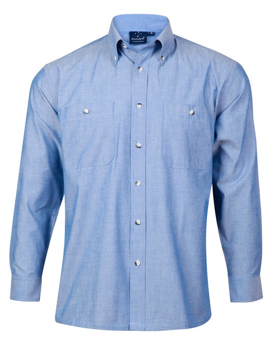 Winning Spirit Men's Wrinkle Free Long Sleeve Chambray Shirts (BS03L)