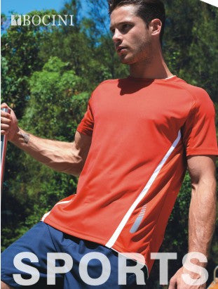 Bocini Mens Reflective Contrast Sports Tee-(CT1439)