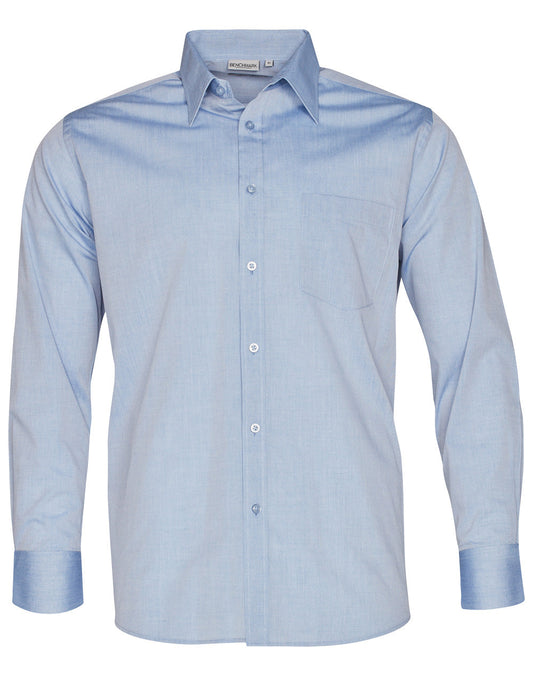 Winning Spirit Men's Fine Chambray Long Sleeve Shirt (M7012)