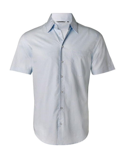 Winning Spirit Men's Self Stripe Short Sleeve Shirt (M7100S)