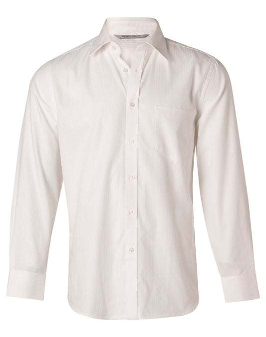 Winning Spirit Men's Mini Herringbone Long Sleeve Shirt (M7112)