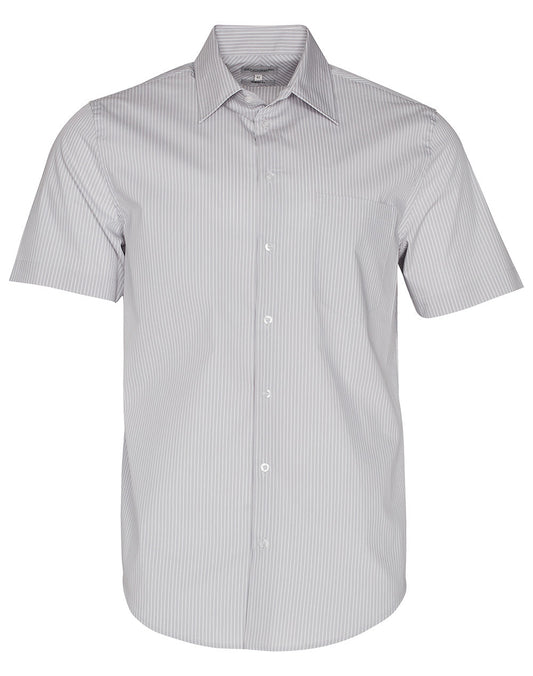 Winning Spirit Men's Ticking Stripe Short Sleeve Shirt-(M7200S)