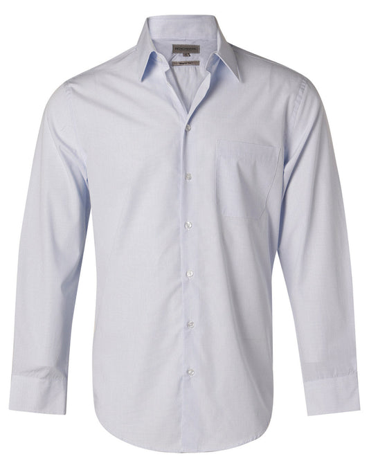 Winning Spirit Men's Mini Check Long Sleeve Shirt-(M7360L)