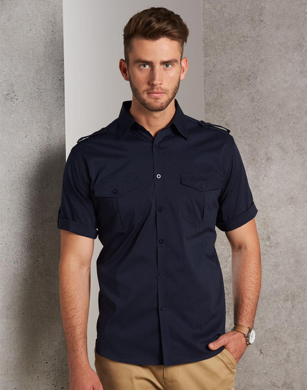 Winning Spirit Men's Short Sleeve Military Shirt (M7911)