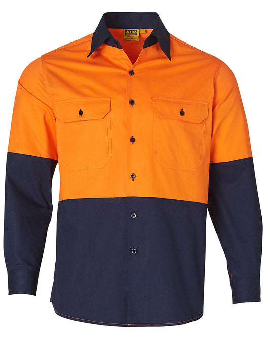 Winning Spirit Hi-Vis Two Tone Cool-Breeze Long Sleeve Cotton Work Shirt-(SW58)
