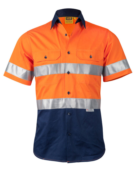 Winning Spirit Men's High Visibility Cool-Breeze Cotton Twill Safety Shirts With Reflective 3M Tapes-(SW59)
