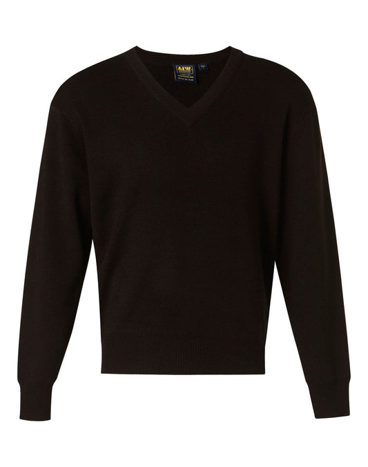 Winning Spirit Men's V-Neck Wool/Acrylic Knit Jumper (WJ01)