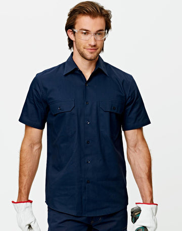 Winning Spirit Cotton Drill Short Sleeve Work Shirt-(WT03)