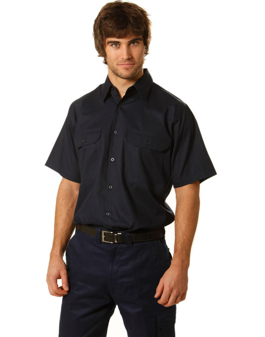 Winning Spirit Cotton Drill Short Sleeve Work Shirt-(WT03)