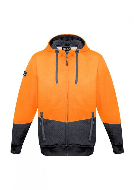 Syzmik ZT478 Unisex Hi Vis Textured Jacquard Full Zip Hoodie-Clearance