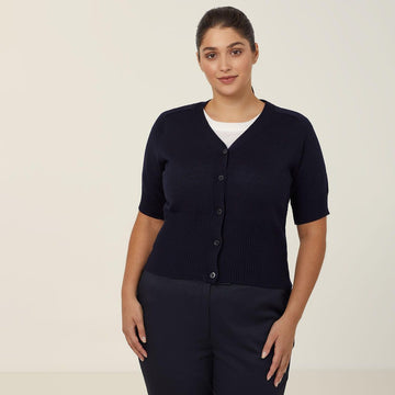 NNT Uniforms Wool Rich Short Sleeve Rib Trim Cardigan(CAT5BJ)