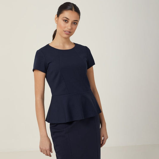 NNT Uniforms Ponte Knit Cap Slv Peplum Top(CAT9S1)