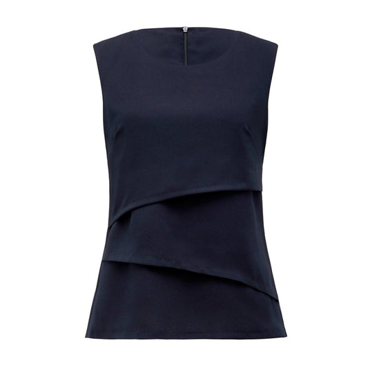 NNT Uniforms Sleeveless V-Neck Layered Blouse Satin Back Crepe(CAT9XC)