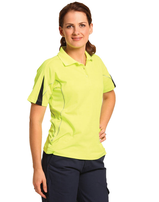 Winning Spirit Ladies' Hi-Vis Legend Short Sleeve Polo With Reflective Piping (SW26A)