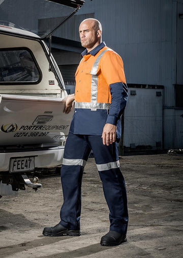 Syzmik Mens Hi Vis Spliced Industrial Shirt - Shoulder Taped (ZW124)